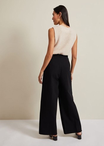 Phase Eight Mila Ponte Wide Legs Trousers Black Canada | NKUWLT-125